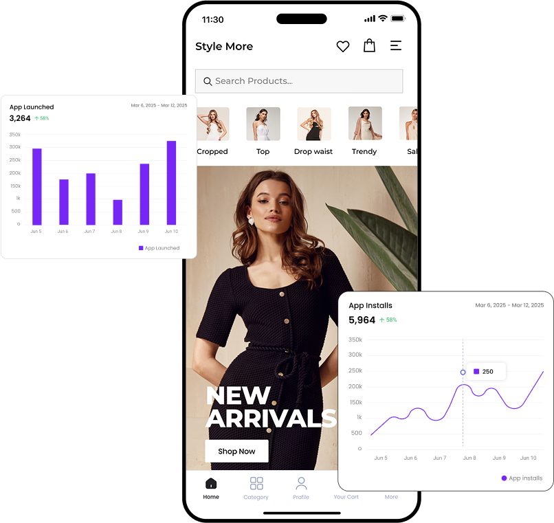 Mobile app screens showcasing benefits
